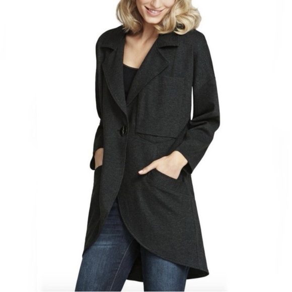 CAbi Jackets & Blazers - CAbi Women’s Casual Charcoal Ponte Knit Lisbon Topper Jacket  size Small
